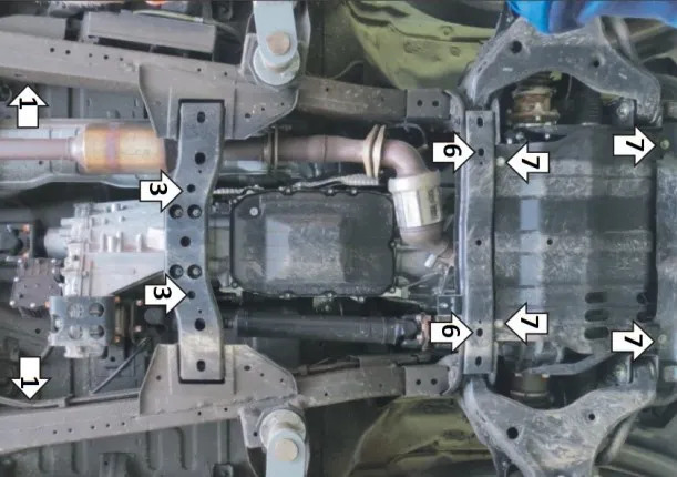 Защита Мотодор усиленная для двигателя, КПП, переднего дифференциала, РК Mitsubishi L200 V 2015-2022 фото 3