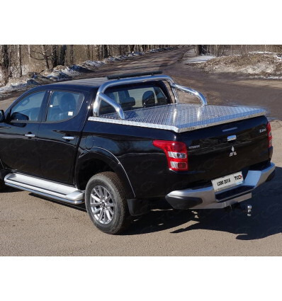 Фаркоп оцинкованный ТСС с накладкой с надписью Mitsubishi для Mitsubishi L200 KL1T (Mk.V) (с бампером) 2015-2023 шар Е фото 4