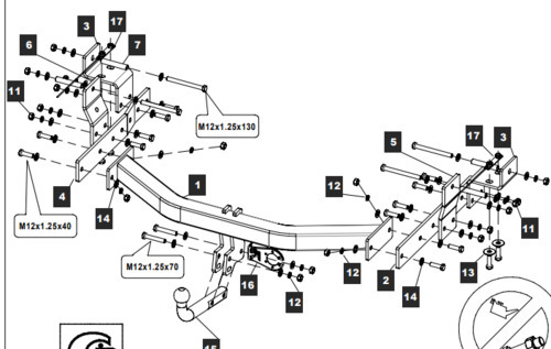 Фаркоп Baltex для Hyundai Starex (Mk.I/Mk.II)  2008-2023 /  Hyundai H1 (Mk.II) 2007-2023 Шар А