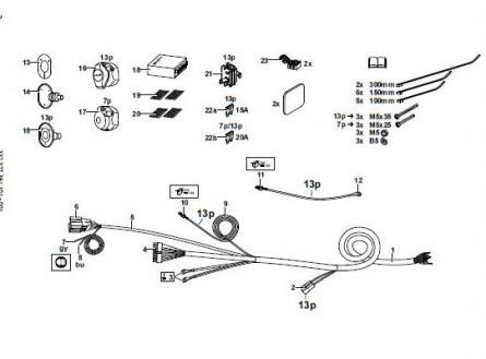 Комплект электрики фаркопа WESTFALIA для Nissan X-Trail T32,  Qashqai 13-пин