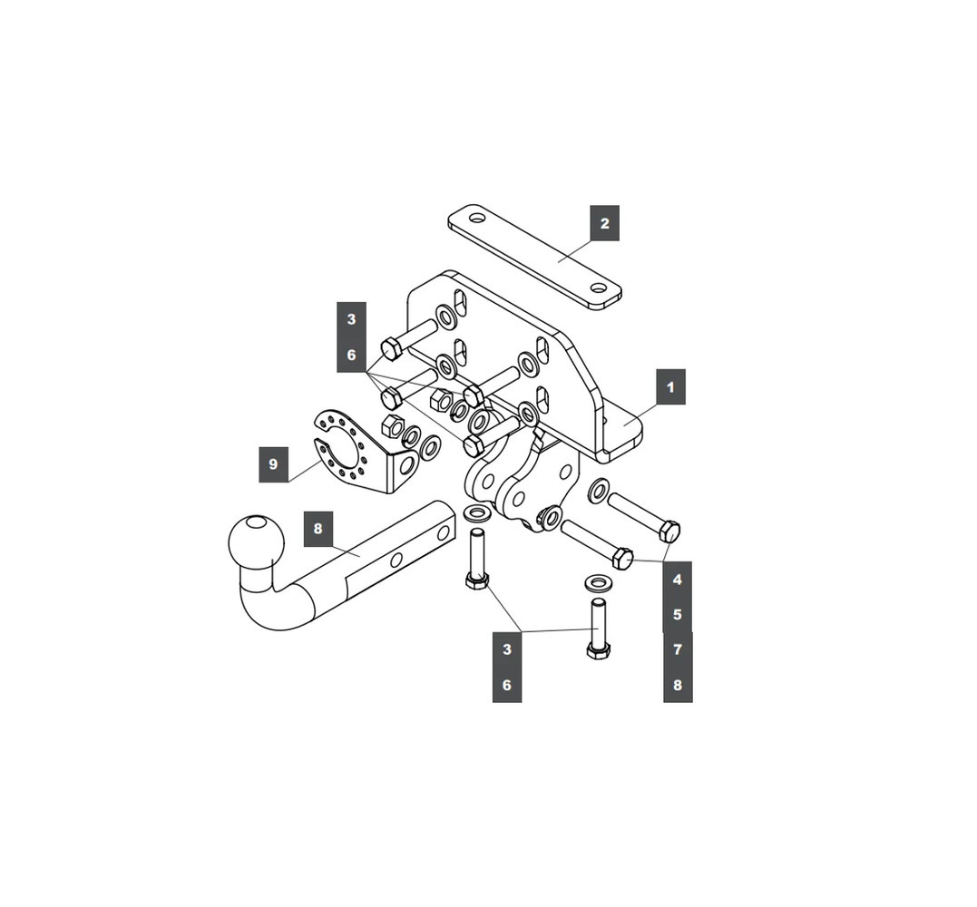 Фаркоп Baltex (аналог Westfalia) Toyota Land Cruiser Prado J150 (Mk.IV) 2009-2023 /  Toyota Land Cruiser Prado J120 (Mk.III) 2002-2009  Lexus GX 2003-2023 Тип шара A