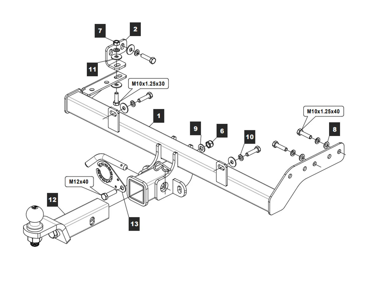Быстросъёмный фаркоп  TowRus для  Lada Granta  2011- / Lada Kalina седан/универсал 2004-2018 / Datsun on-Do 2014-2020 Шар Е с антистуком