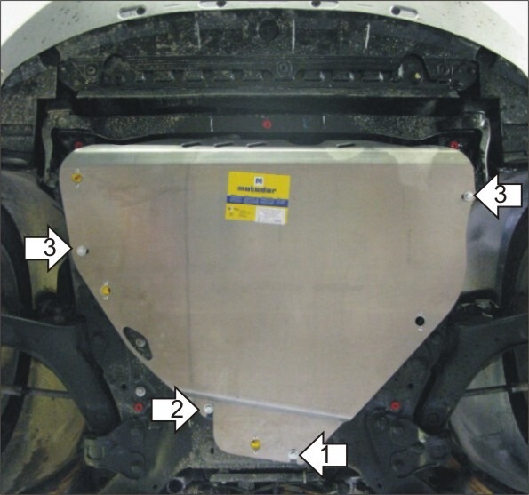 Защита алюминиевая Мотодор для картера, КПП и РК Ford Galaxy II 2006-2015