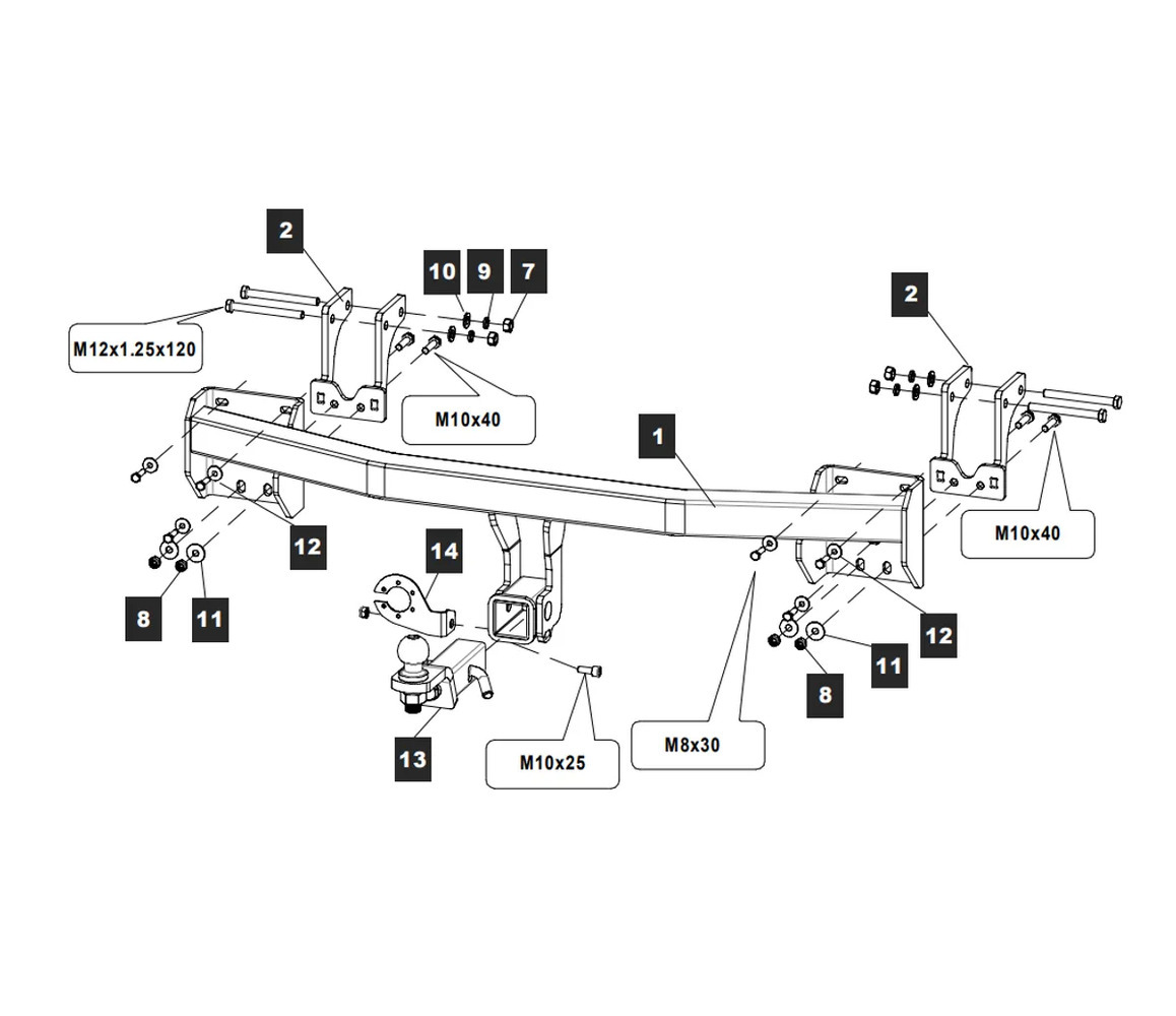 Фаркоп TowRus для Mitsubishi Outlander (Mk.III) 2012-2022 Шар Е с антистуком 