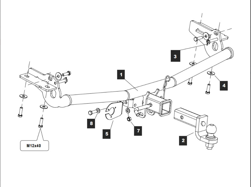Фаркоп TowRus для Ford Explorer U502 (Mk.V) 2011-2019 шар Е (система антистук)