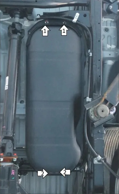 Защита алюминиевая Мотодор усиленная для топливного бака Mitsubishi L200 IV 2006-2015