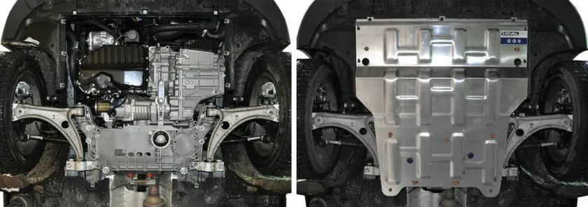 Защита алюминиевая Rival для картера и КПП Audi Q3 I 2011-2018 фото 3