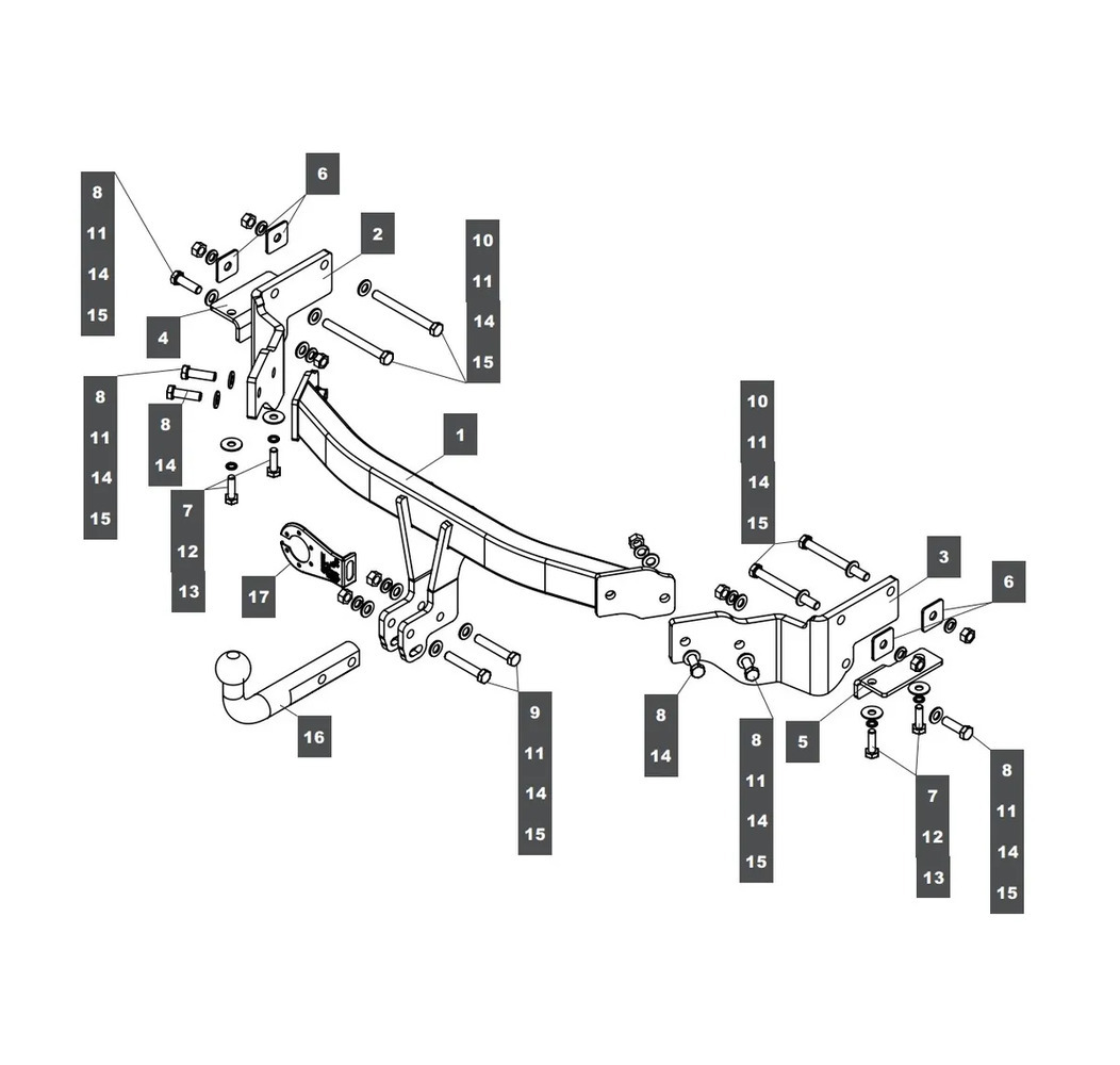 Фаркоп Baltex для Kia Sorento XM (Mk.II) 2012-2020 /  Hyundai Santa Fe DM (Mk.III) 2012-2018 / Hyundai Grand Santa Fe NC (Mk.I)  2014-2018 Шар А