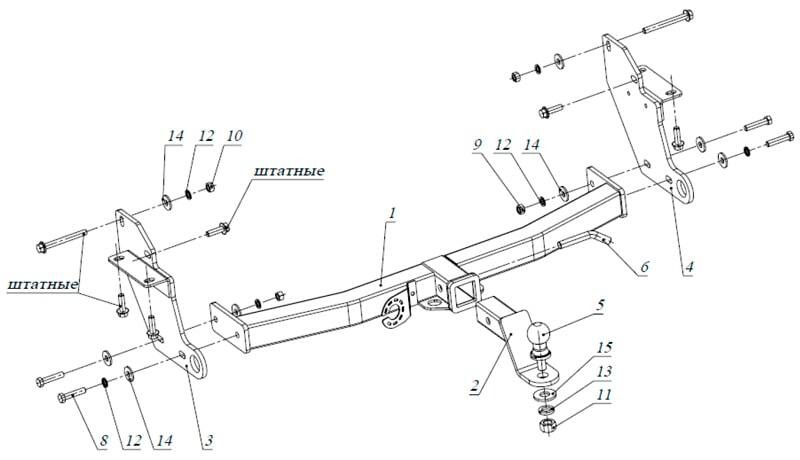 Быстросъёмный с системой антистук Бизон для Mitsubishi Pajero (Mk.III/Mk.IV) 2000-2020 Шар Е