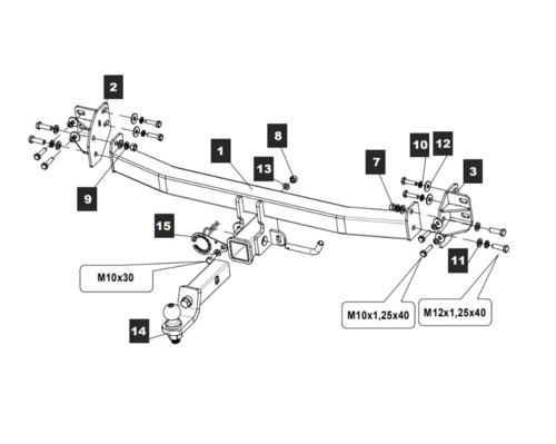 Фаркоп TowRus для Kia Mohave (Mk.I) 2009- шар Е