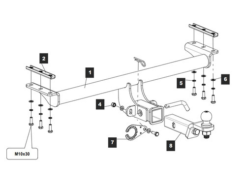 Быстросъёмный фаркоп TowRus для Chery Tiggo 7 Pro Max 2023- / Chery Tiggo 7 Pro 2020-2024 /  Chery Tiggo 7L 2025- /  Exeed LX 2022- / Xcite X-Cross 7 2024- /  Tenet T7 2025- Шар Е