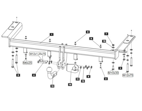 Фаркоп Baltex для Chrysler Pacifica CS (Mk.I) 2003-2008 шар А