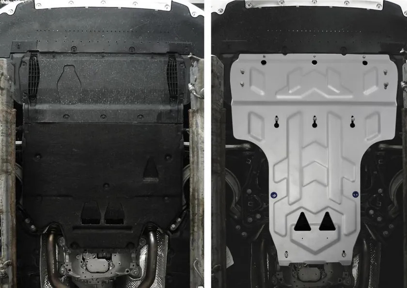 Защита алюминиевая Rival для картера и КПП Audi A6 C7 2011-2018 фото 3