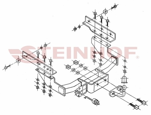 Фаркоп Steinhof для Volkswagen Transporter, Caravelle, Multivan T4 (Mk.V) 2WD/4WD 1996-2003 шар F
