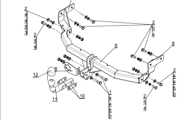 Фаркоп ТСС для Hyundai Sonata LF (Mk.VII) 2018-2020/ Hyundai i40 Vf (Mk.I) 2011-2018 шар А
