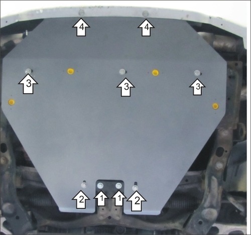 Защита алюминиевая Мотодор для радиатора, картера, МФ Subaru Forester II ST 2002-2005