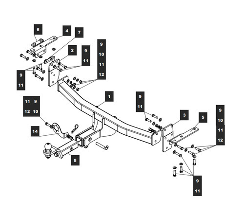 Фаркоп TowRus для Nissan X-Trail (Mk.III) T32 2014-2022 Шар Е с антистуком