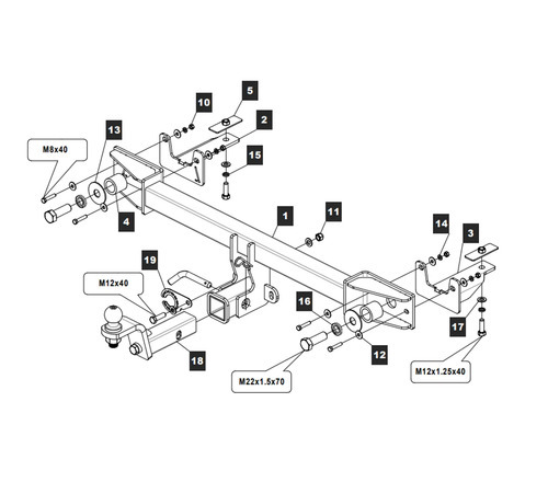 Быстросъёмный фаркоп TowRus для  Lada Vesta NG 2023- Шар Е с антистуком