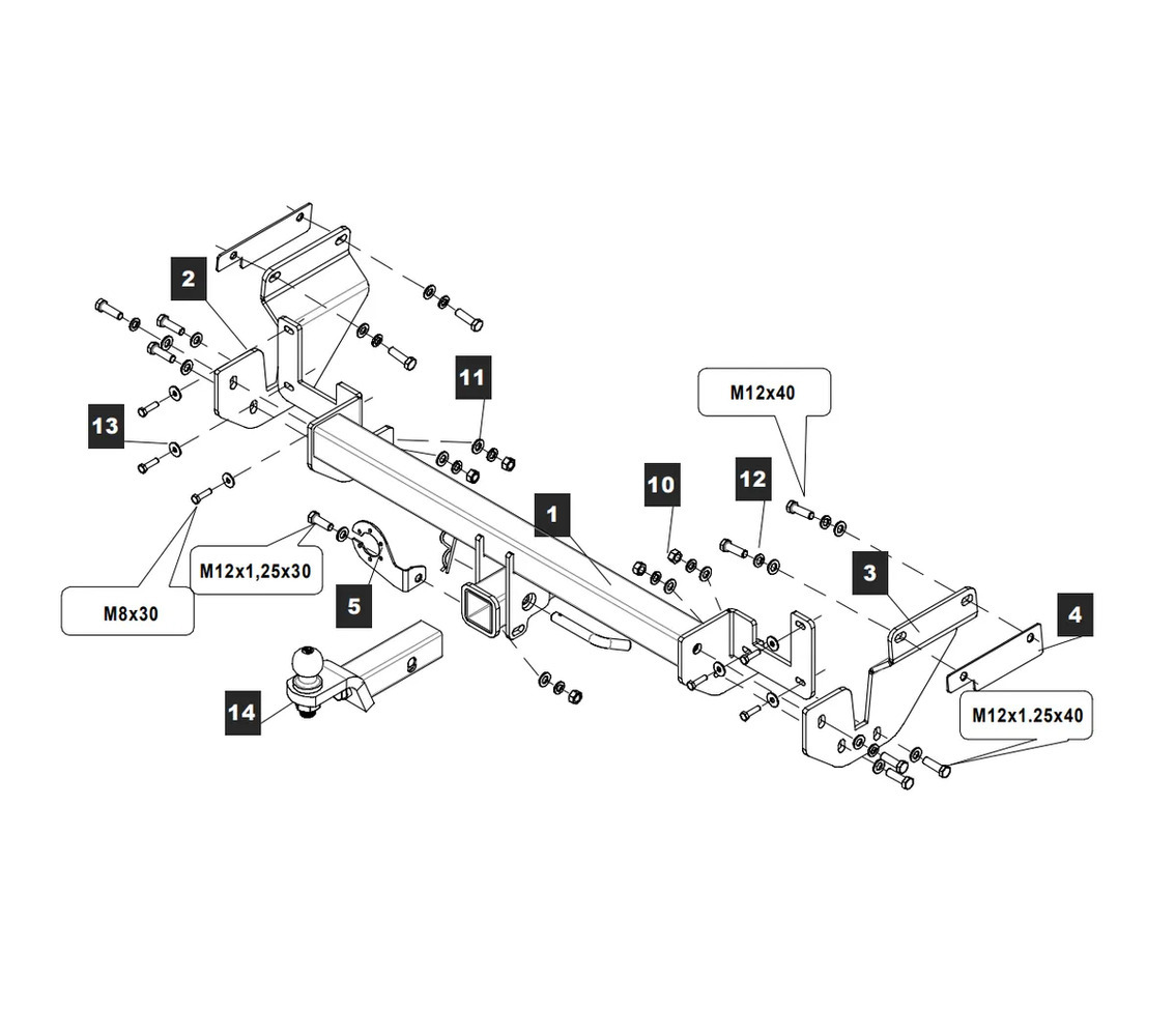 Быстросъёмный фаркоп  TowRus для Citroen Spacetourer 2016- / Citroen Jumpy 2017- /  Peugeot Traveller 2016- /  Peugeot Expert 2016- / Opel Zafira Life 2019- /  Opel Vivaro 2019- /  Toyota ProAce 2016- Шар Е с антистуком