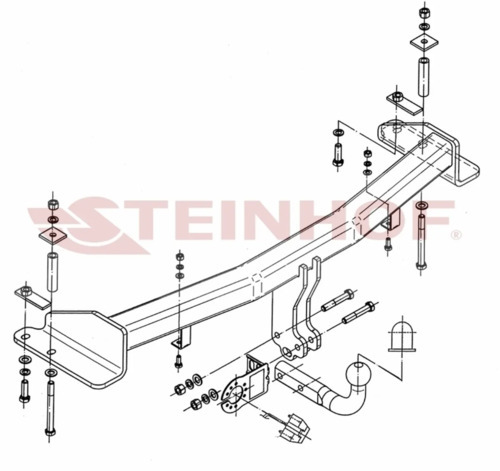 Фаркоп Steinhof для SsangYong Rexton Y250 (Mk.II), кроме версии с парктрониками 2006-2013 шар А