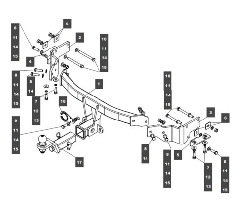 Фаркоп TowRus для Kia Sorento XM (Mk.II) 2012-2020/ Hyundai Santa Fe DM (Mk.III) 2012-2018/ Hyundai Grand Santa Fe 2014-2018 шар Е (система антистук)