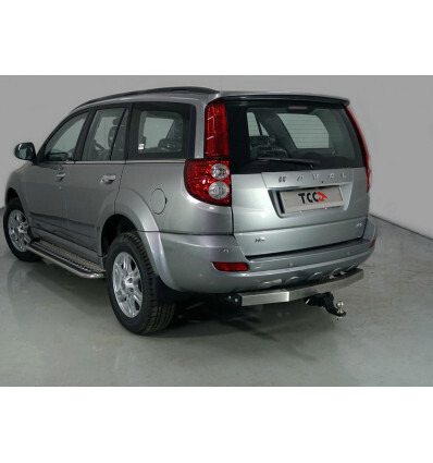 Быстросъёмный оцинкованный фаркоп ТСС для  Haval H5 (Mk.II) 2020-2021 с накладкой из нержавеющей стали с надписью Haval Шар Е фото 4