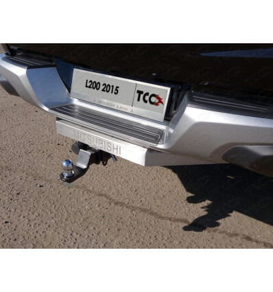 Фаркоп оцинкованный ТСС с накладкой с надписью Mitsubishi для Mitsubishi L200 KL1T (Mk.V) (с бампером) 2015-2023 шар Е фото 5