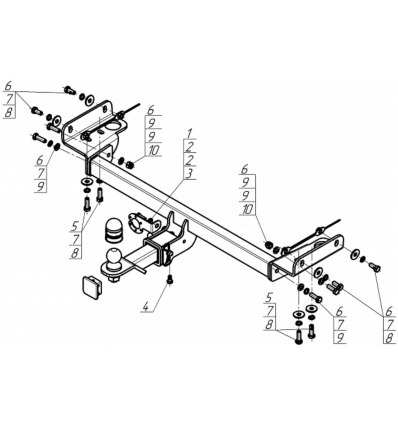 Быстросъёмный фаркоп с оцинкованным шаром Motodor для Jetour T1 (Mk.I) 2025- Шар Е