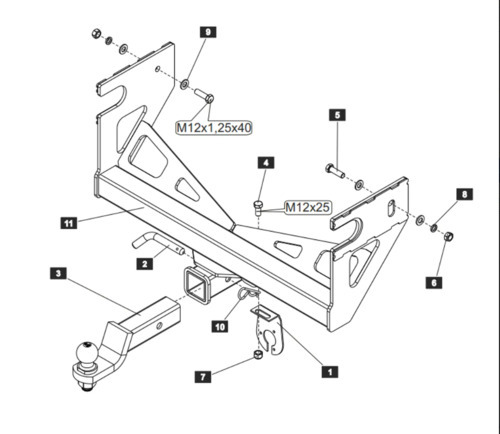Фаркоп Baltex для Kia Bongo CT (Mk.III) 2004-/ Hyundai Porter HR (Mk.II) 2006- шар Е