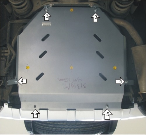 Защита алюминиевая Мотодор для заднего бампера Mitsubishi Pajero IV седан 2006-2022
