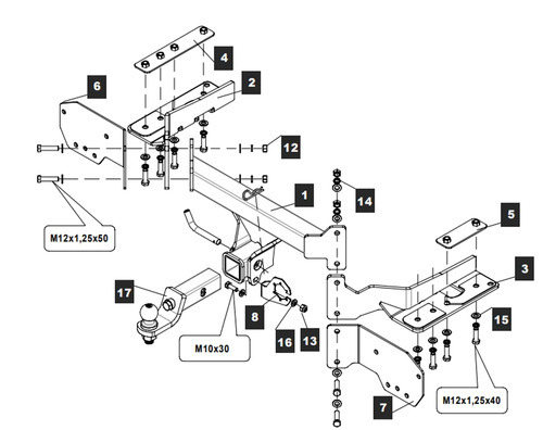 Быстросъёмный фаркоп TowRus для Jetour T2 (Mk.I) 2024- / Jetour Traveller (Mk.I) 2023- Шар Е с антистуком
