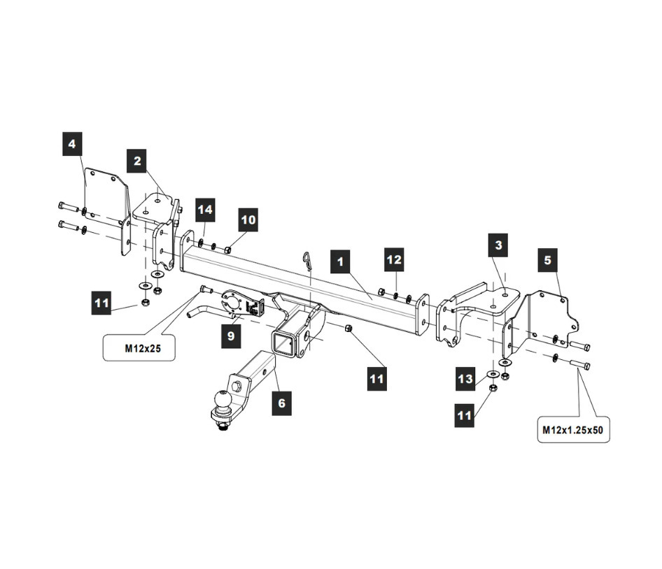 Фаркоп TowRus для Haval Dargo (Mk.I) 2022-/ Haval Dargo X (Mk.I) 2023- шар Е (система антистук)