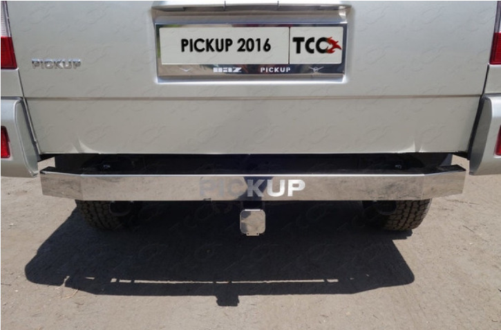 Быстросъёмный фаркоп ТСС для  UAZ Pickup 2015- с накладкой из нержавеющей стали с надписью Pickup Шар Е фото 2