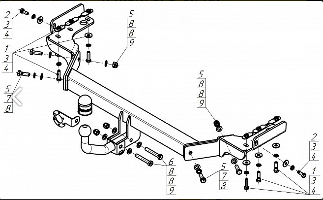 Фаркоп с оцинк. шаром Motodor для Hyundai Custo (Mk.I) 2021- шар А фото 4