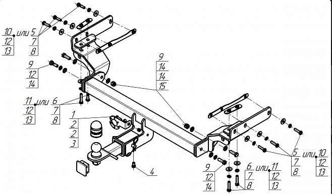 Фаркоп с оцинкованным шаром Motodor для Mitsubishi Outlander GN0W (Mk.IV) 2022-2024 шар Е фото 4