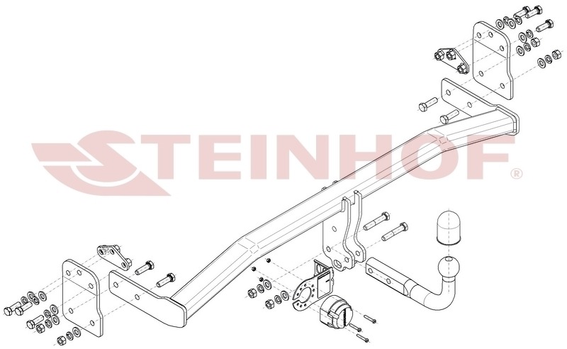 Фаркоп Steinhof для Hyundai Kona OS (Mk.I) 2017-2023 шар А