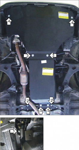 Защита алюминиевая Мотодор для картера, КПП Subaru XV I 2011-2016