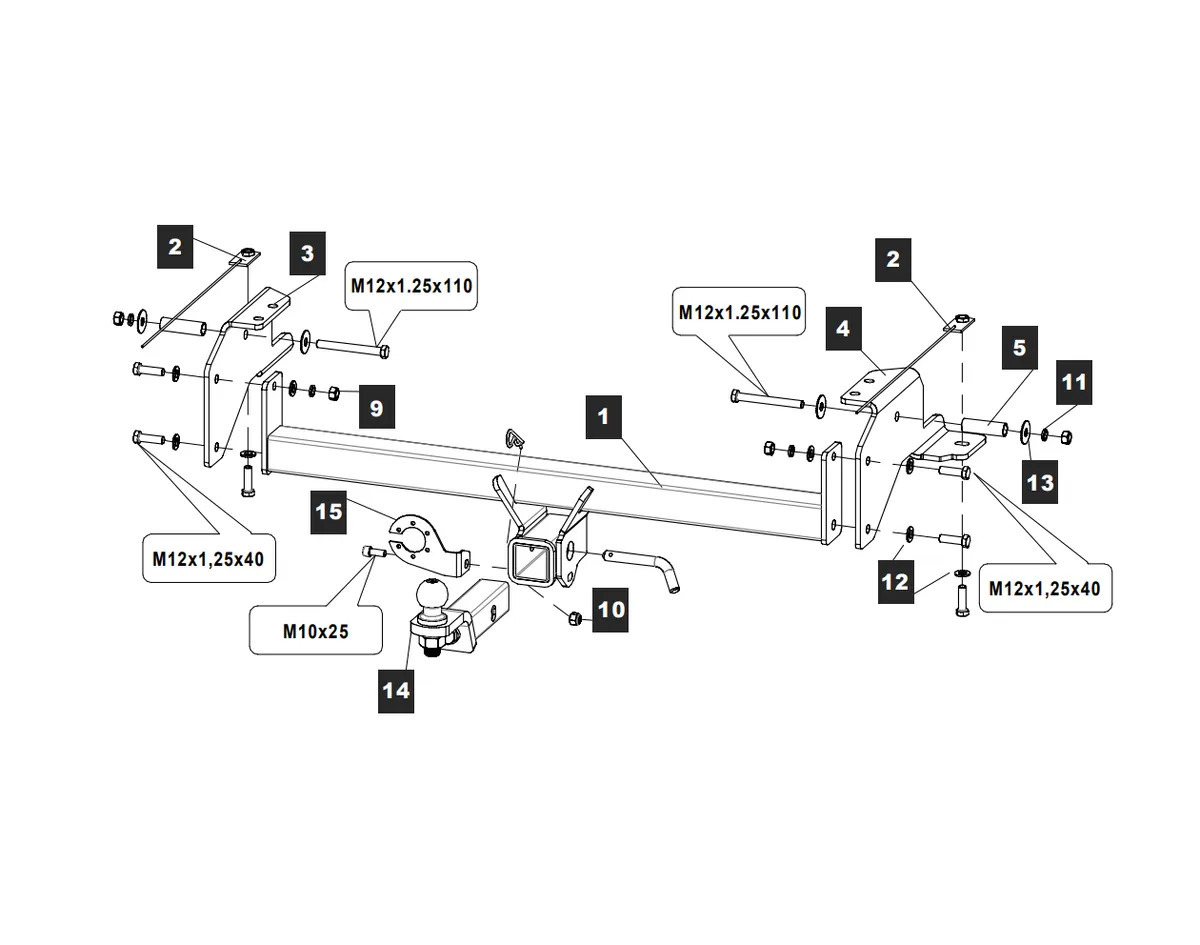 Фаркоп TowRus для SsangYong Rexton Sports 2018-2023 / KGM Musso 2023- (только для а/м с длинной базой) Тип шара E + антистук