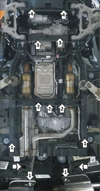 Защита алюминиевая Мотодор усиленная для картера, ПД, КПП, РК Dodge Ram 1500 TRX 4WD 2020-2022 фото 2