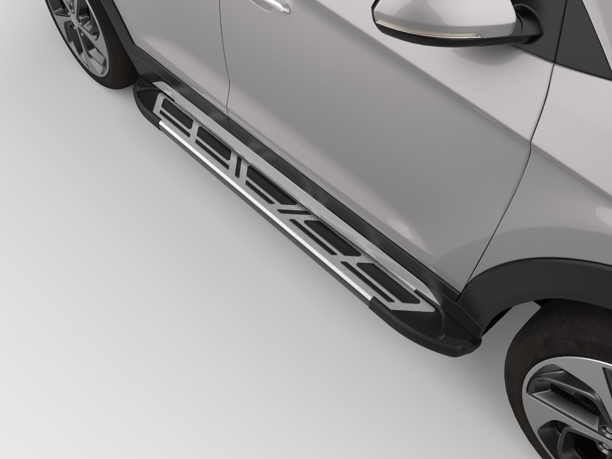 Пороги алюминиевые Сan Otomotiv Corund Silver для Audi Q7 фото 4
