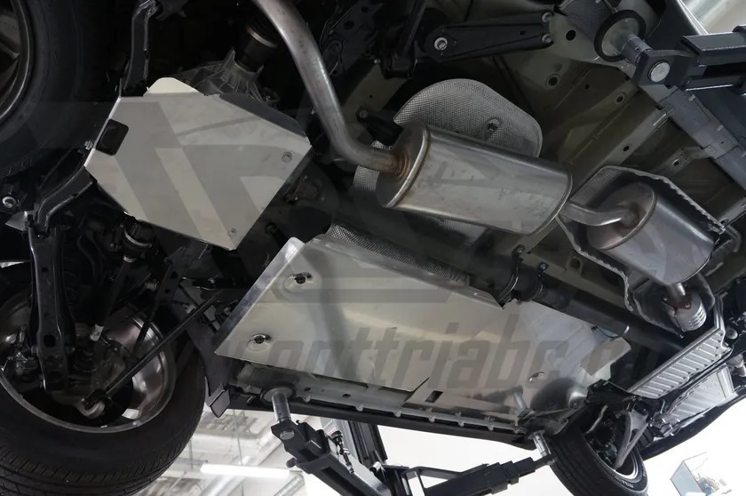 Защита алюминиевая АВС-Дизайн для топливного бака, топливных и тормозных трубок, РК Acura MDX 14 2013-2020 (3 части) фото 6