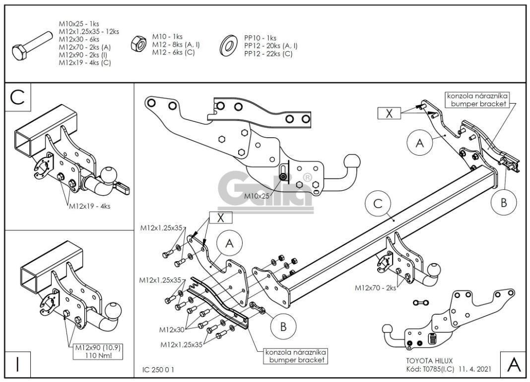 Фаркоп Galia для Toyota Hilux фото 7