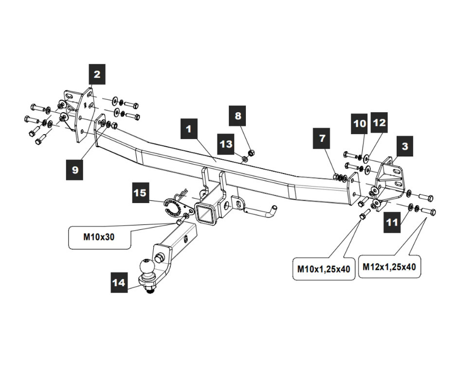 Фаркоп TowRus для Kia Mohave (Mk.I) 2009- шар Е