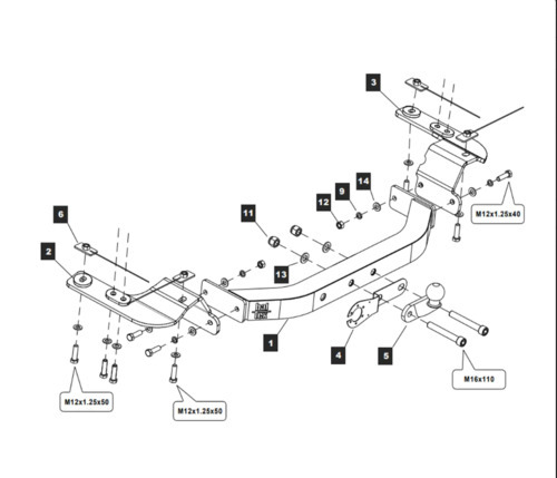 Фаркоп Baltex для Toyota Land Cruiser 200 (Mk.XI) Executive Lounge 2018-2021 шар F
