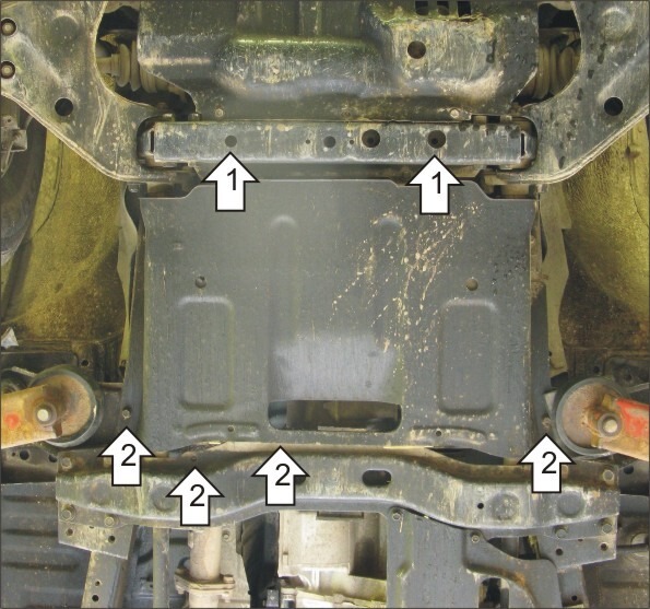 Защита алюминиевая Мотодор для КПП Mitsubishi Pajero Sport I 1998-2008