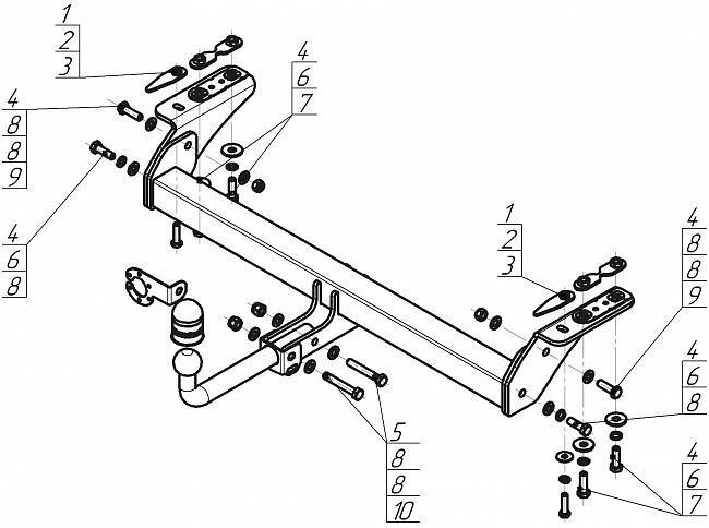 Фаркоп Motodor для Exeed TXL (Mk.I) 2021-2023 шар А фото 2