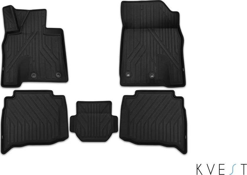 Коврики KVEST 3D для салона Lexus LX III 2й рестайлинг 2015-2022 Черные, серый кант
