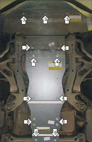 Защита алюминиевая Мотодор для радиатора, картера, КПП Audi Q7 I 2005-2009