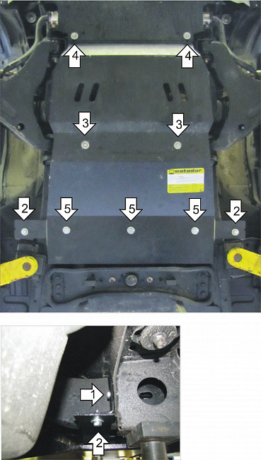 Защита алюминиевая Мотодор для картера, КПП, ПД Mitsubishi Pajero Sport II 4WD 2012-2015