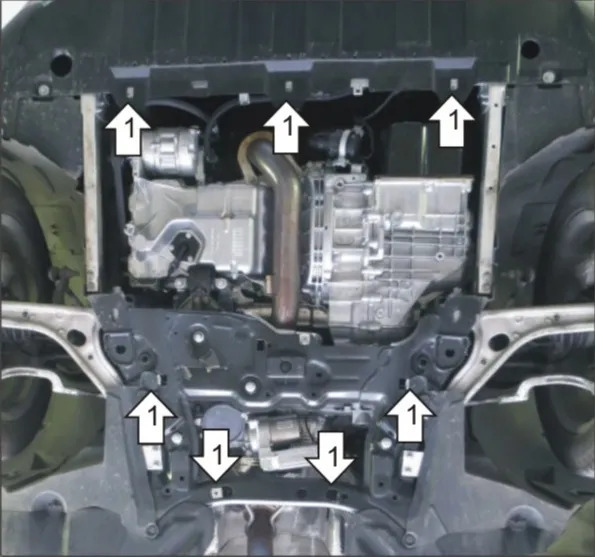 Защита Мотодор для картера, КПП Mercedes-Benz B-Класс W246 2011-2018 фото 2